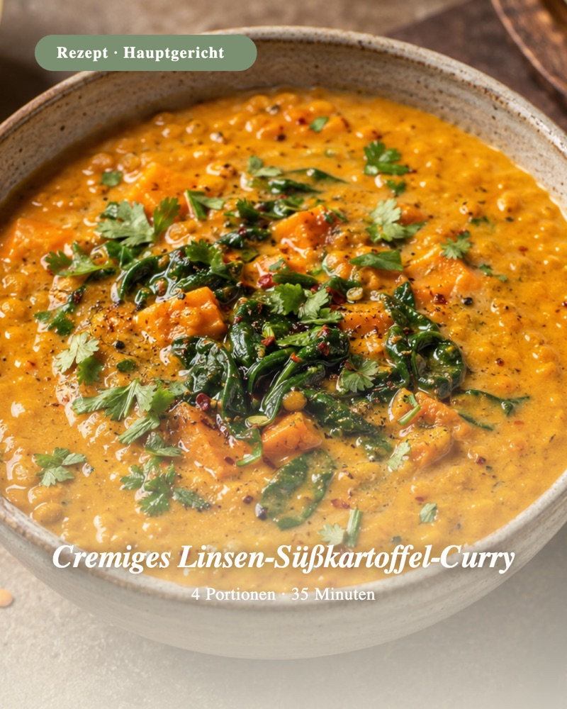 Cremiges Linsen-Süßkartoffel-Curry